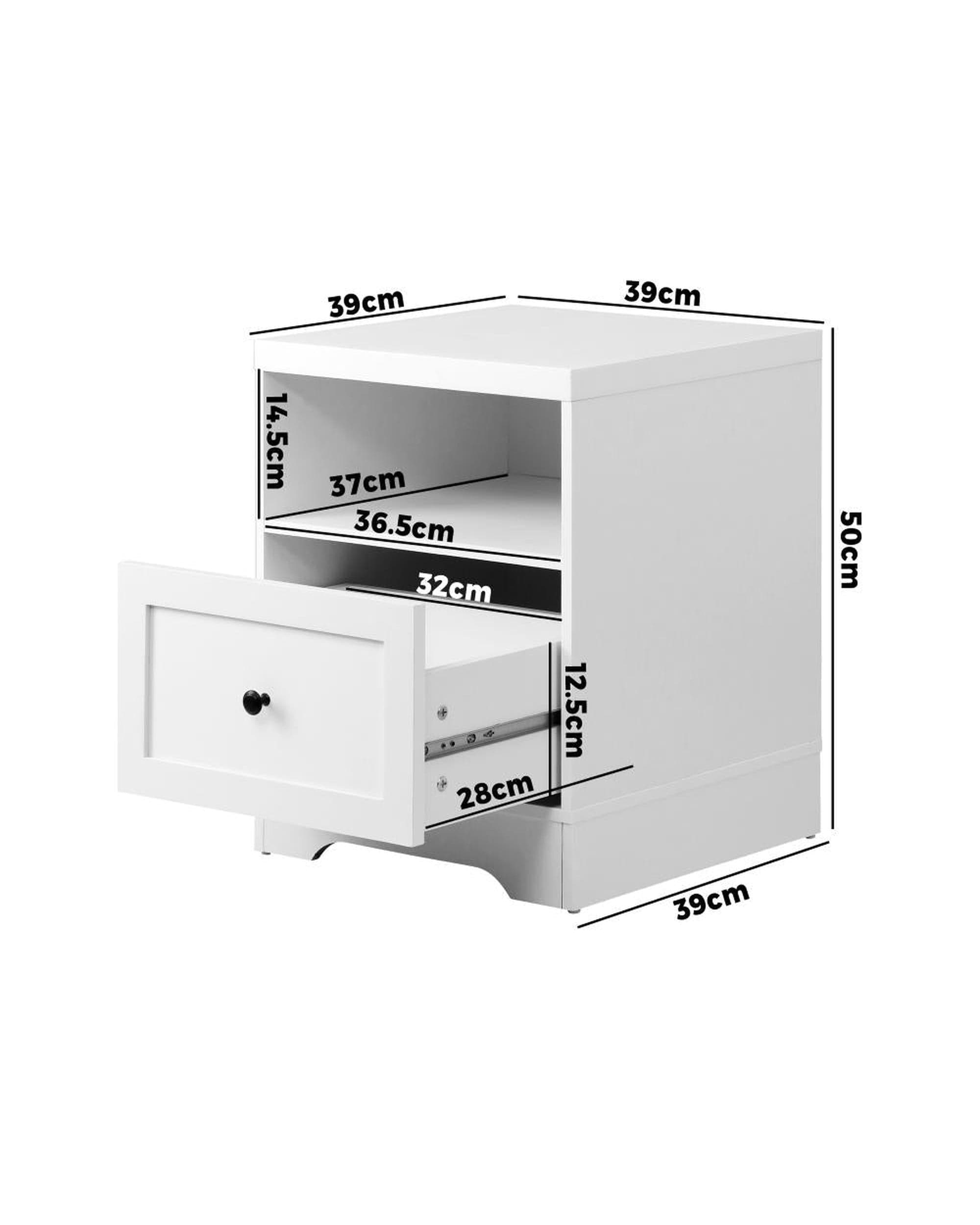 Oikiture Bedside Table 2PCS Bedside Tables Nightstand Hamptons Furniture