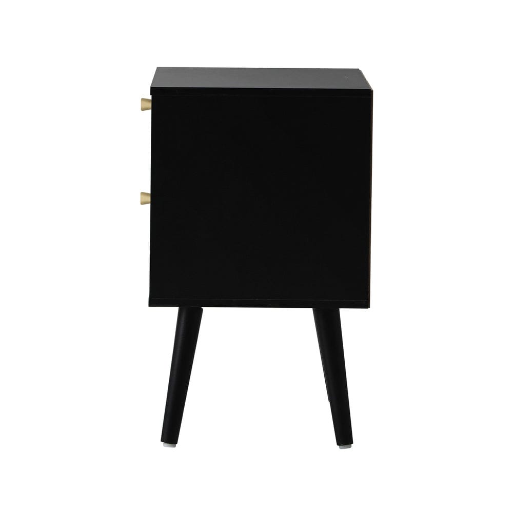 Oikiture Bedside Table 2X Bedside Table 2 Drawers Storage Cabinet Rattan