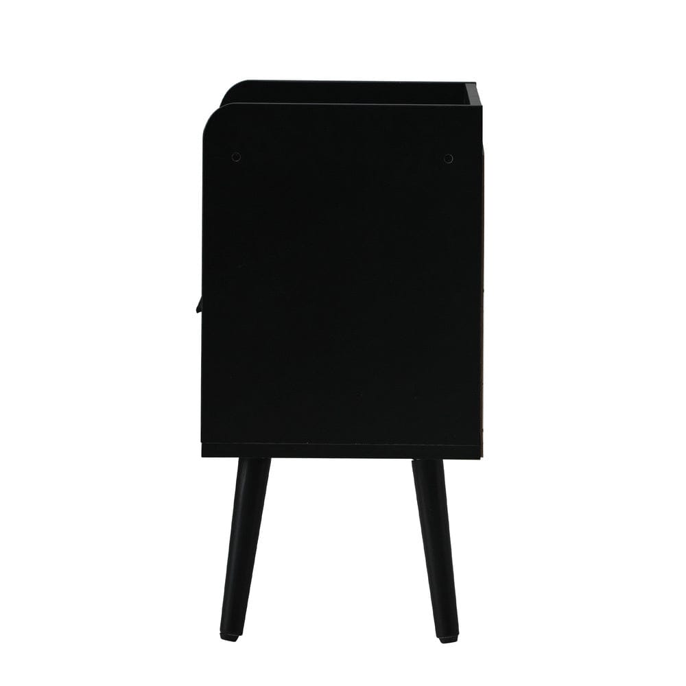 Oikiture Bedside Table 2X Bedside Table Drawer Side Table Rattan