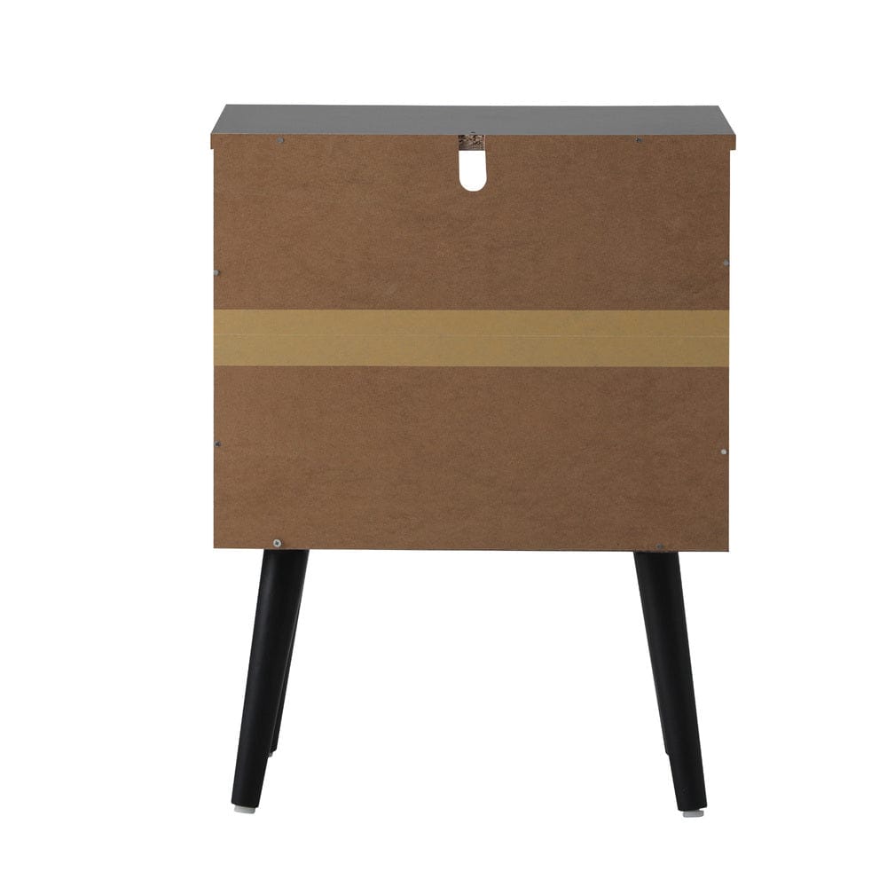 Oikiture Bedside Table 2X Bedside Table Storage Drawer Shelf Rattan