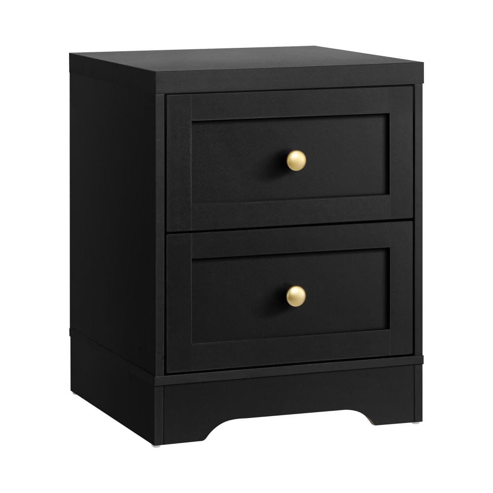 Oikiture Bedside Table 2X Bedside Tables Hamptons Furniture Black