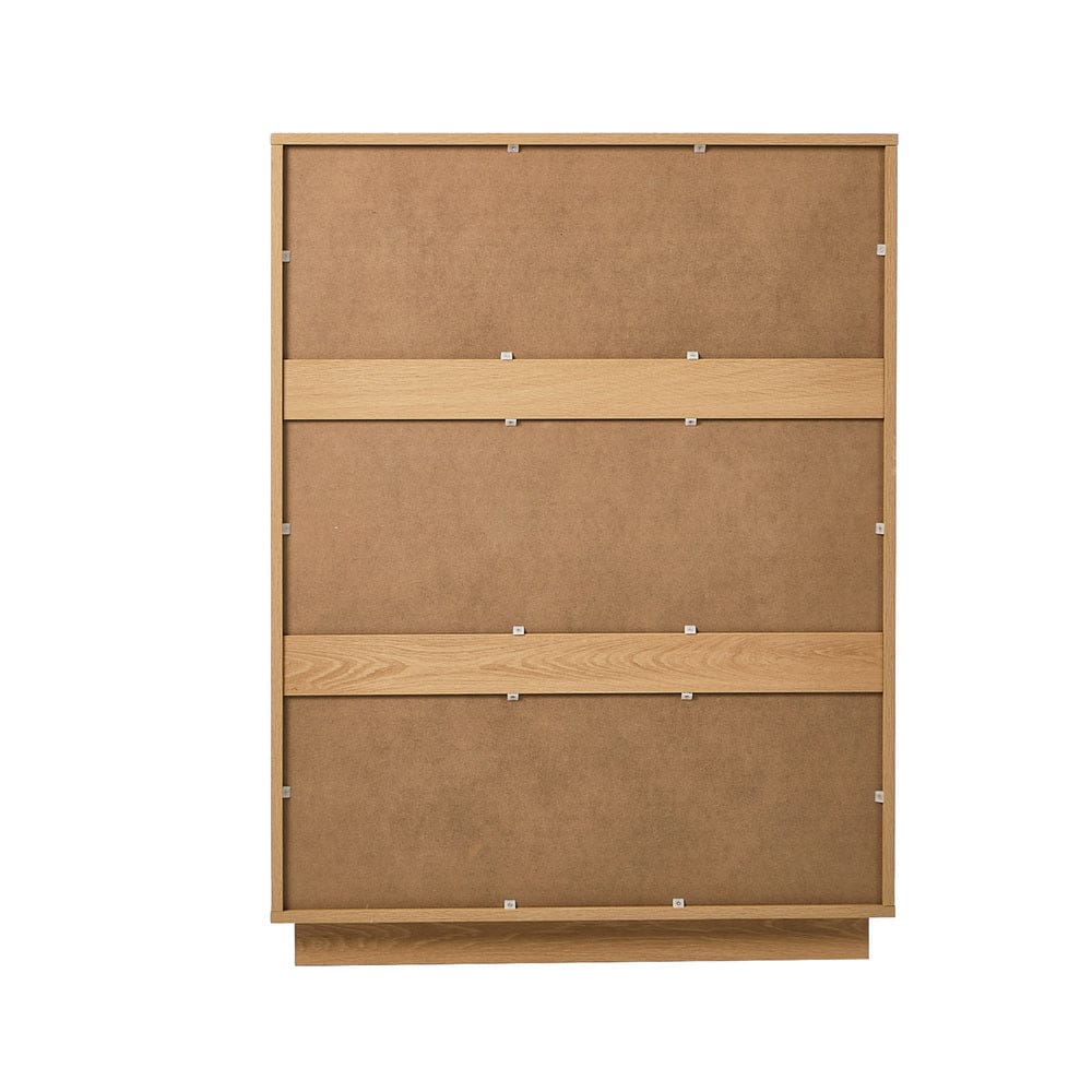 Oikiture Chest of Drawers 5 Chest of Drawers Dresser Tallboy Storage Cabinet Natural
