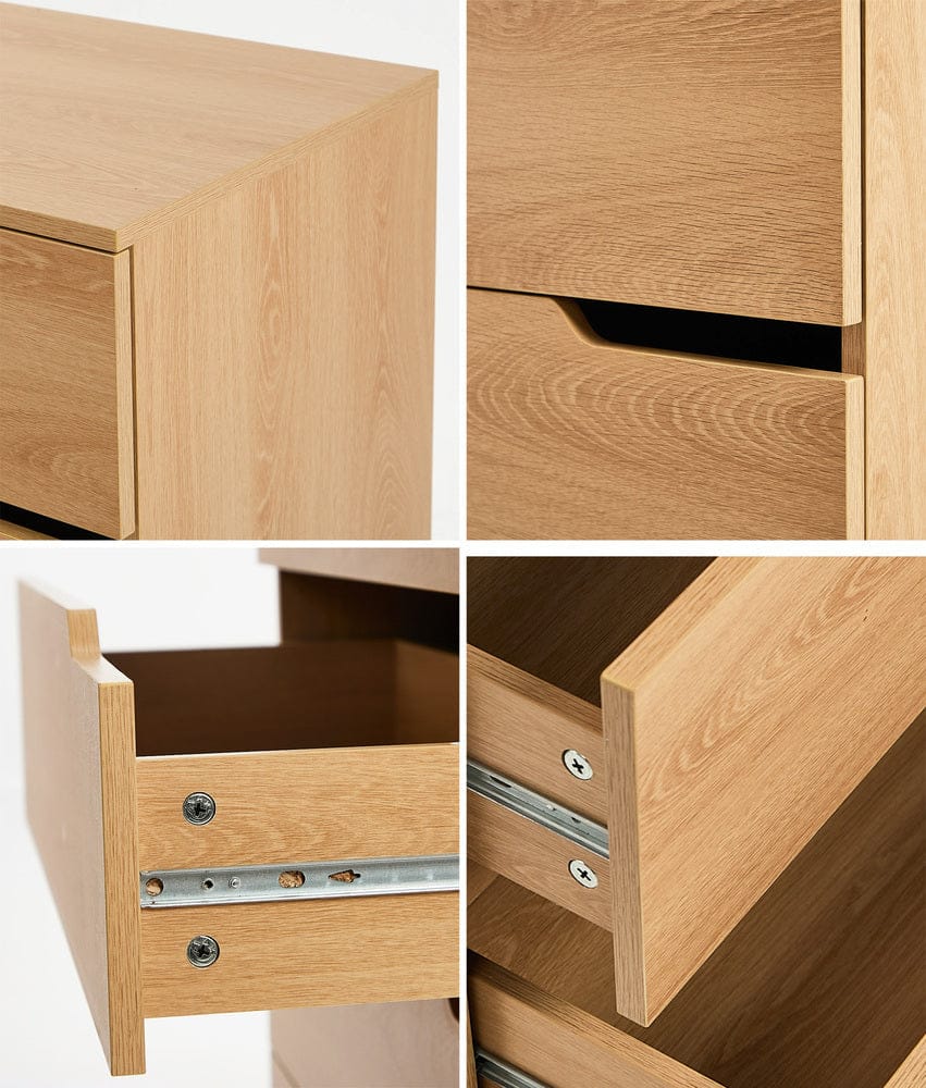 Oikiture Chest of Drawers 5 Chest of Drawers Dresser Tallboy Storage Cabinet Natural