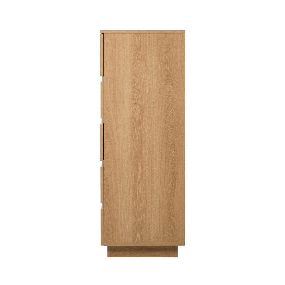 Oikiture Chest of Drawers 5 Chest of Drawers Dresser Tallboy Storage Cabinet Natural