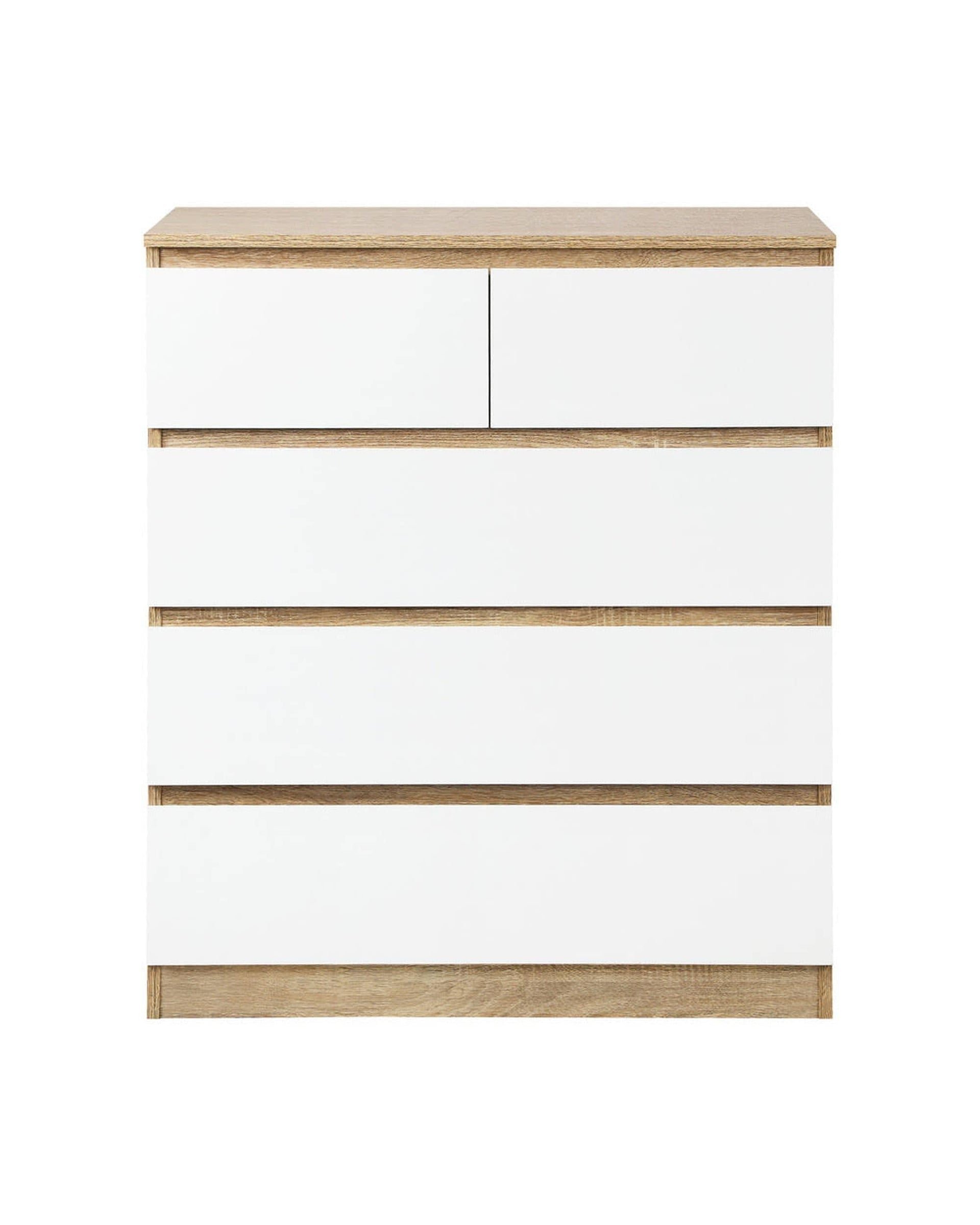 Oikiture Chest Of Drawers 5 Chest of Drawers Tallboy Cabinet Dresser Table Wooden White Furniture