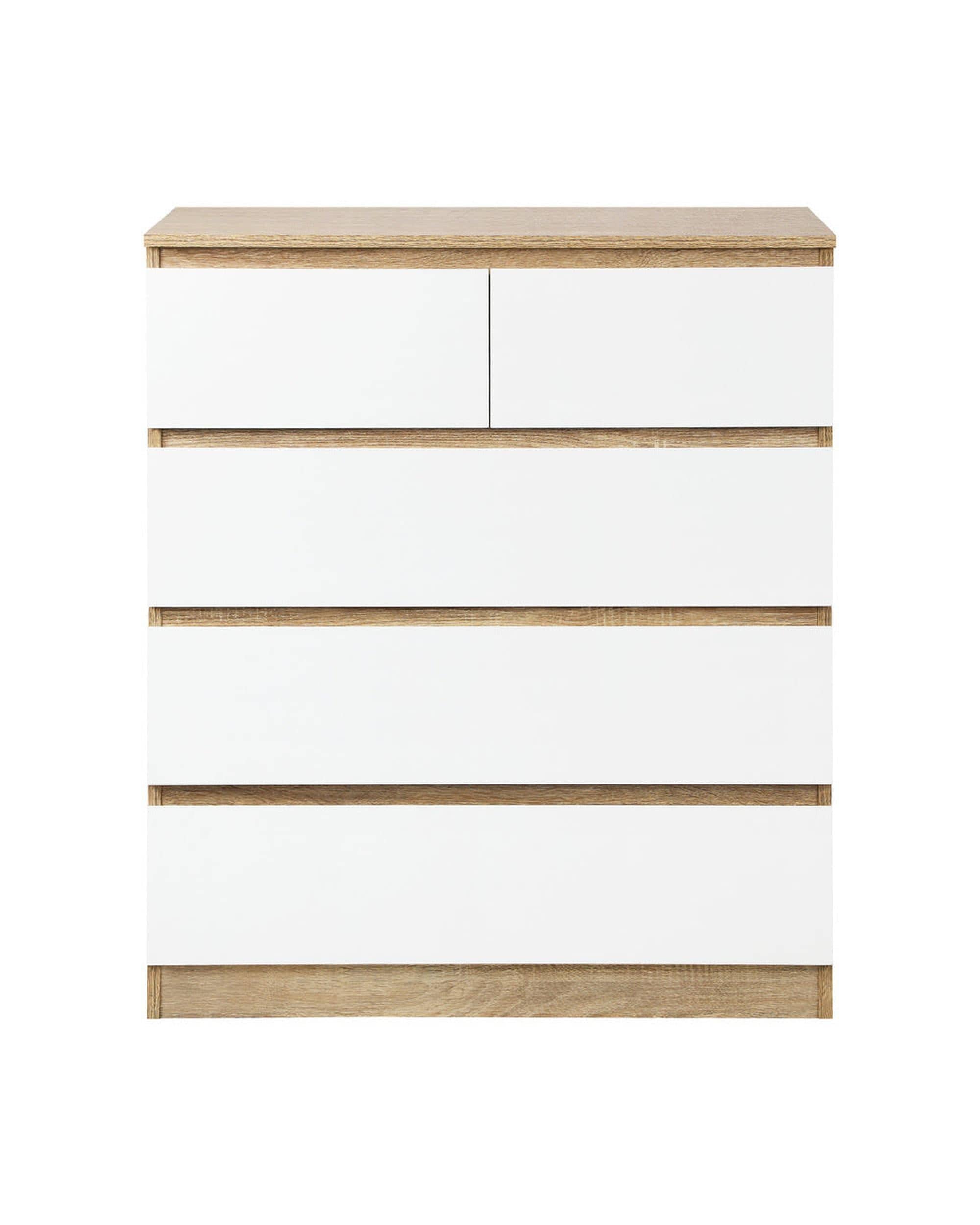 Oikiture Chest Of Drawers 5 Chest of Drawers Tallboy Cabinet Dresser Table Wooden White Furniture