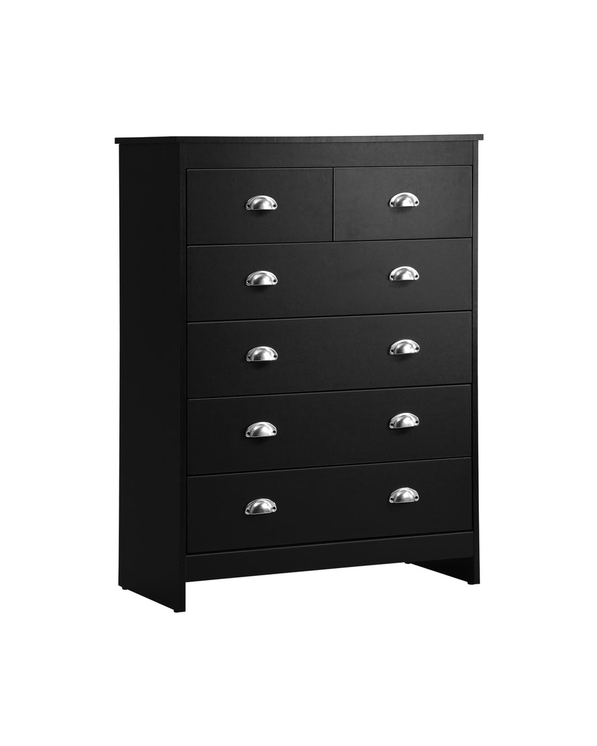 Oikiture Chest of Drawers 6 Chest of Drawers Tallboy Dresser Black