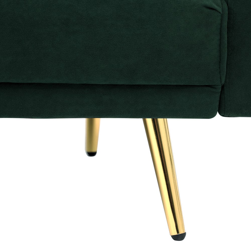 Oikiture Sofa ABBY 3 Seater Sofa Bed Convertible Velvet Green