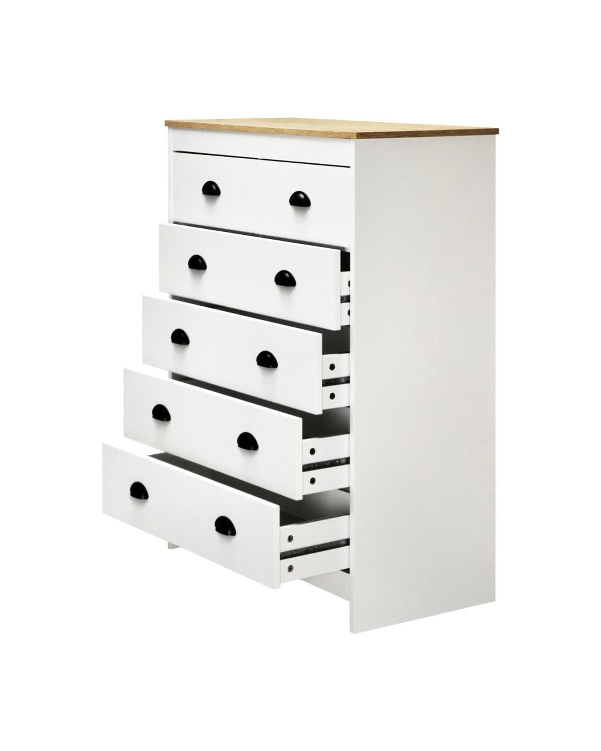 Oikiture Chest of Drawers ALDO Tallboy Chest of Drawer Dresser with 6 Drawers Bedroom Storage Cabinet White