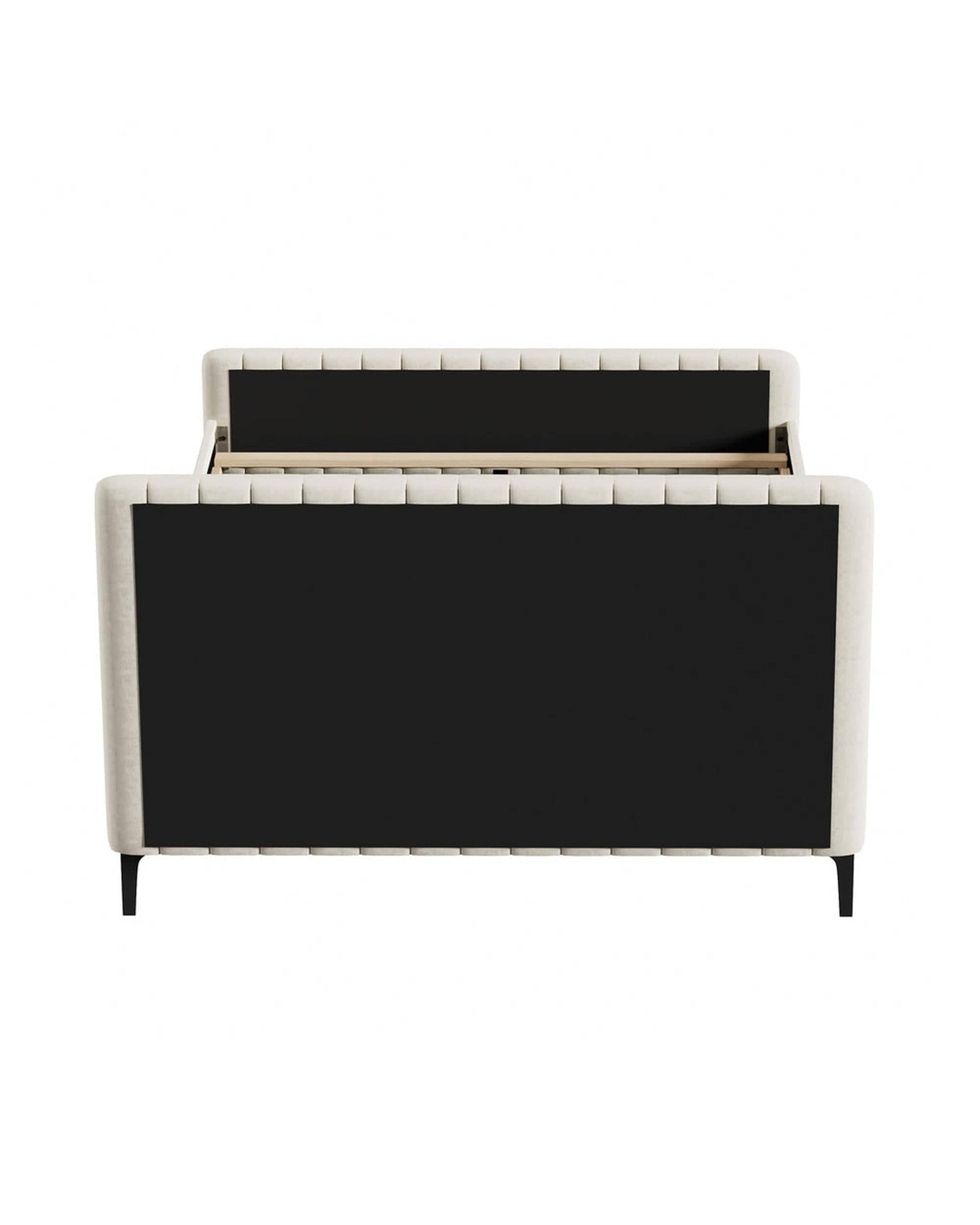 Oikiture Bedframe AMIRA Bed Frame Velvet Fabric Beige