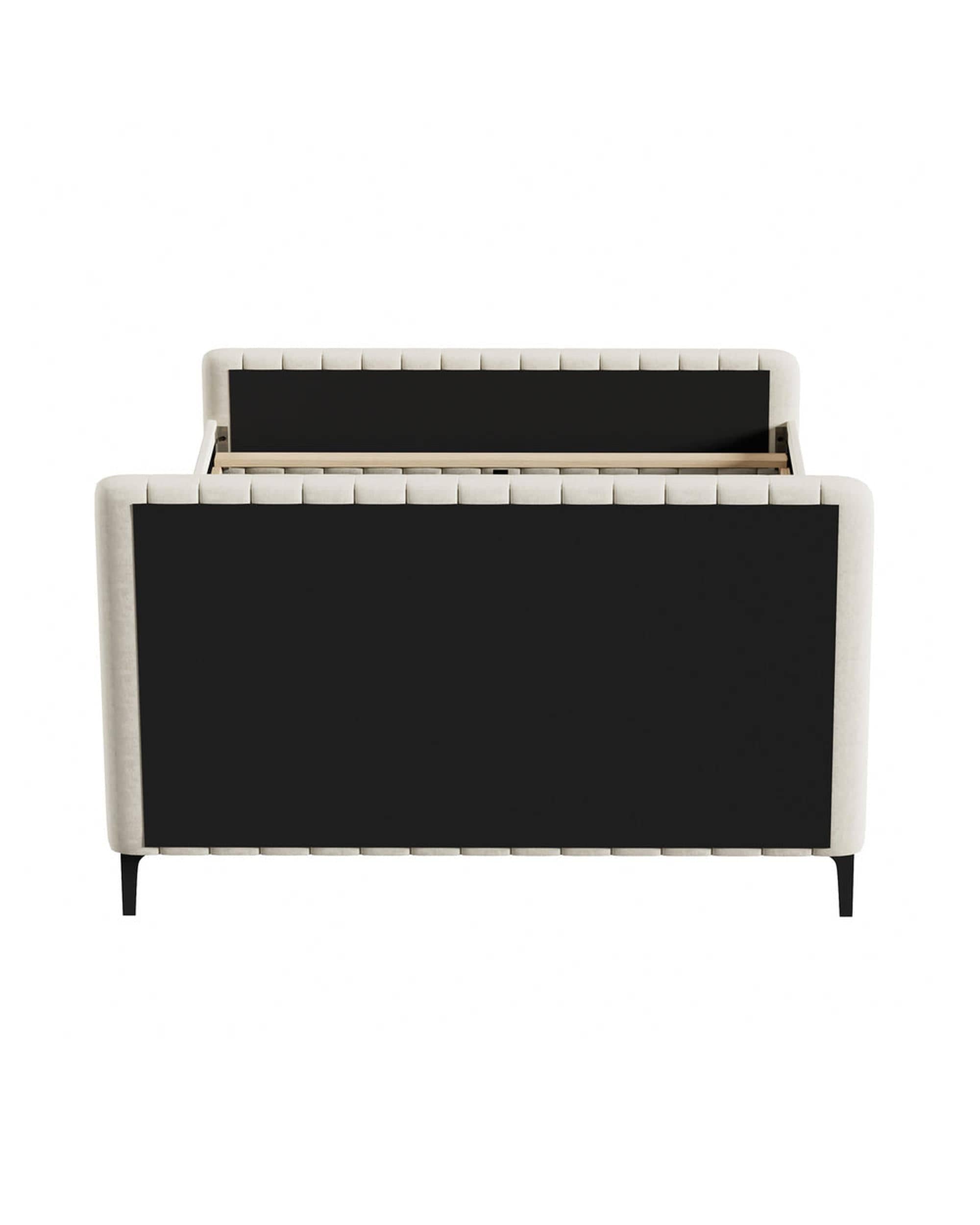 Oikiture Bedframe AMIRA Bed Frame Velvet Fabric Beige