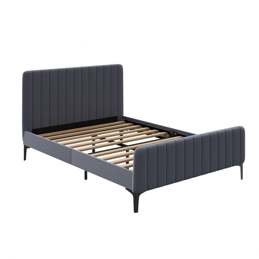Oikiture Bedframe AMIRA Bed Frame Velvet Fabric GREY