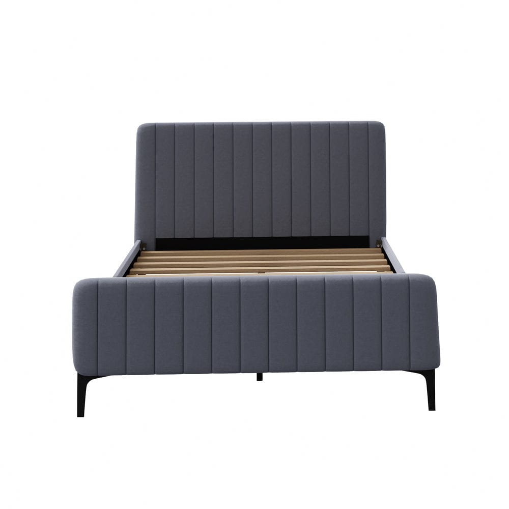 Oikiture Bedframe AMIRA Bed Frame Velvet Fabric GREY