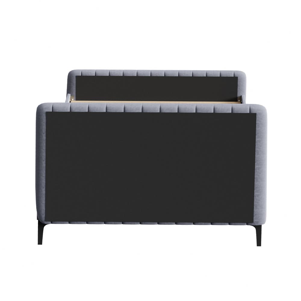 Oikiture Bedframe AMIRA Bed Frame Velvet Fabric GREY
