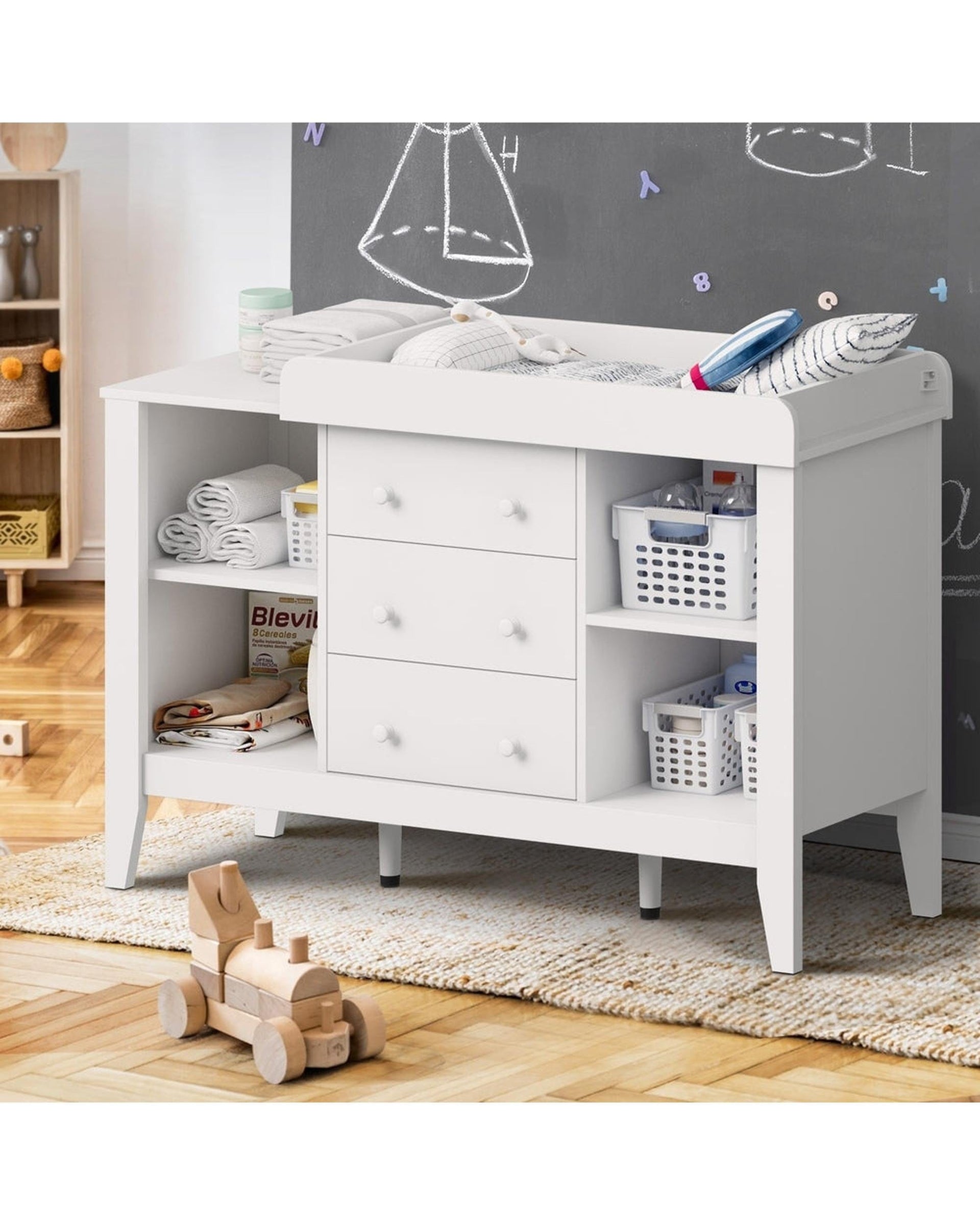 Oikiture Baby Change Table Baby Changing Table Chest of Drawers Cabinet Nursery Furniture