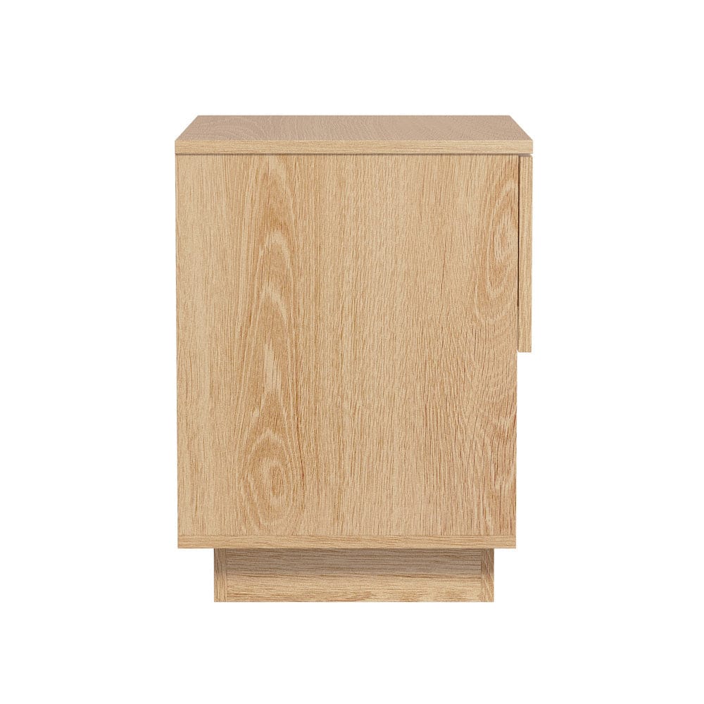 Oikiture Bedside Table Bedside Table 1 Drawer Storage Nightstand Cabinet Natural