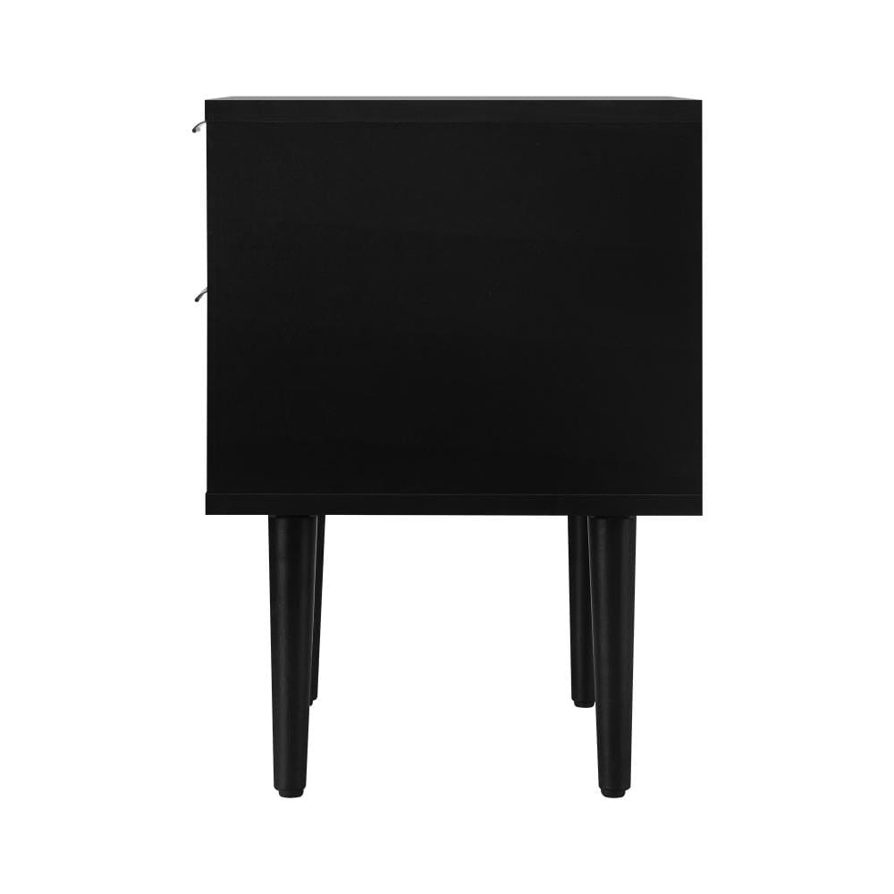 Oikiture Bedside Table Bedside Table 2 Drawers Side Table Bedroom Furniture Storage Unit Black