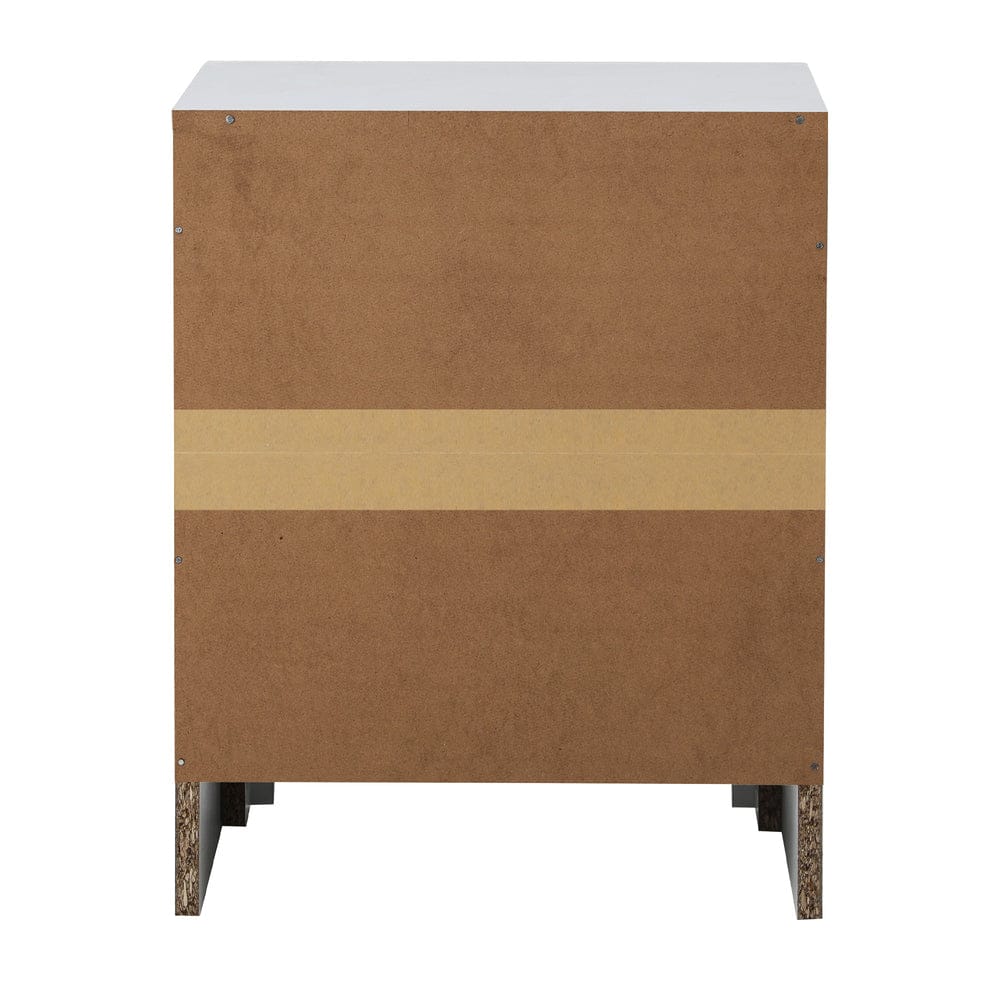 Oikiture Bedside Table Bedside Table 2 Drawers Side Table White