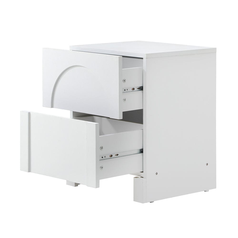 Oikiture Bedside Table Bedside Table 2 Drawers Side Table White