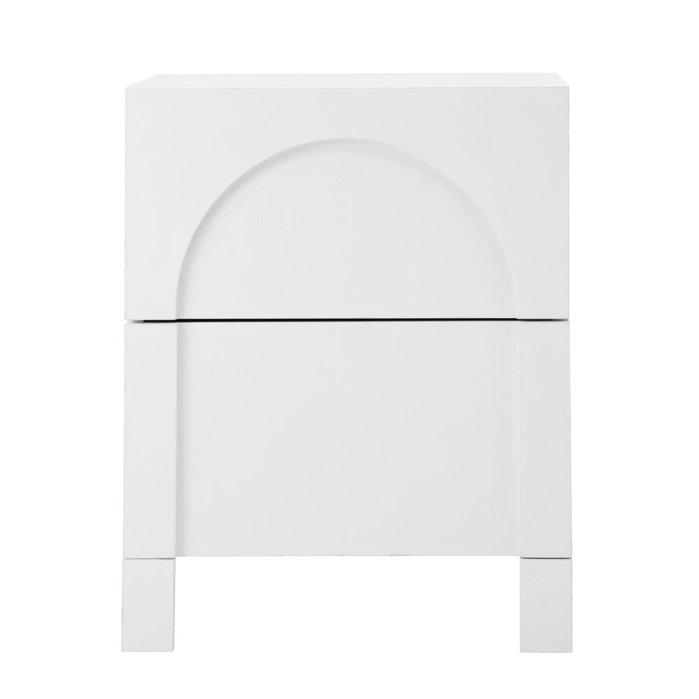 Oikiture Bedside Table Bedside Table 2 Drawers Side Table White
