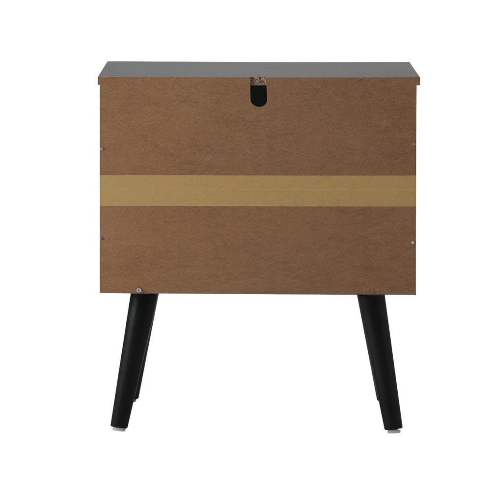 Oikiture Bedside Table Bedside Table 2 Drawers Storage Cabinet Rattan