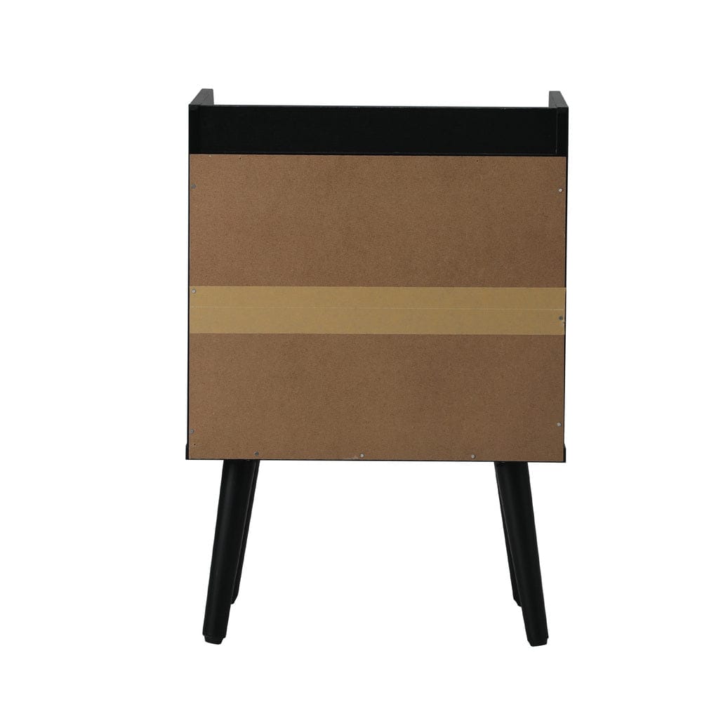 Oikiture Bedside Table Bedside Table Drawer Side End Table Rattan