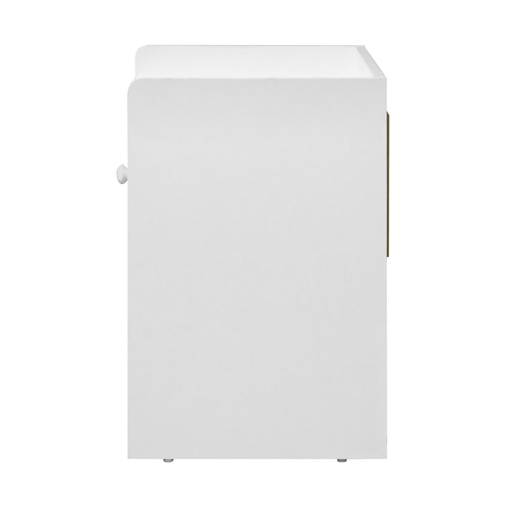 Oikiture Bedside Table Bedside Table with Drawer and Storage Space Side Table Nightstand Home Bedroom Furniture White
