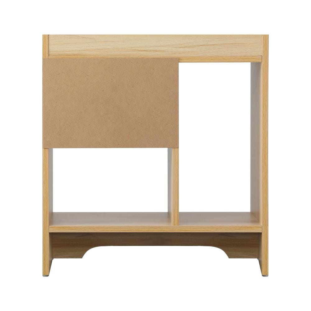 Oikiture Bedside Table Bedside Table with Drawer and Storage Space Side Table Nightstand Home Bedroom Furniture Wooden