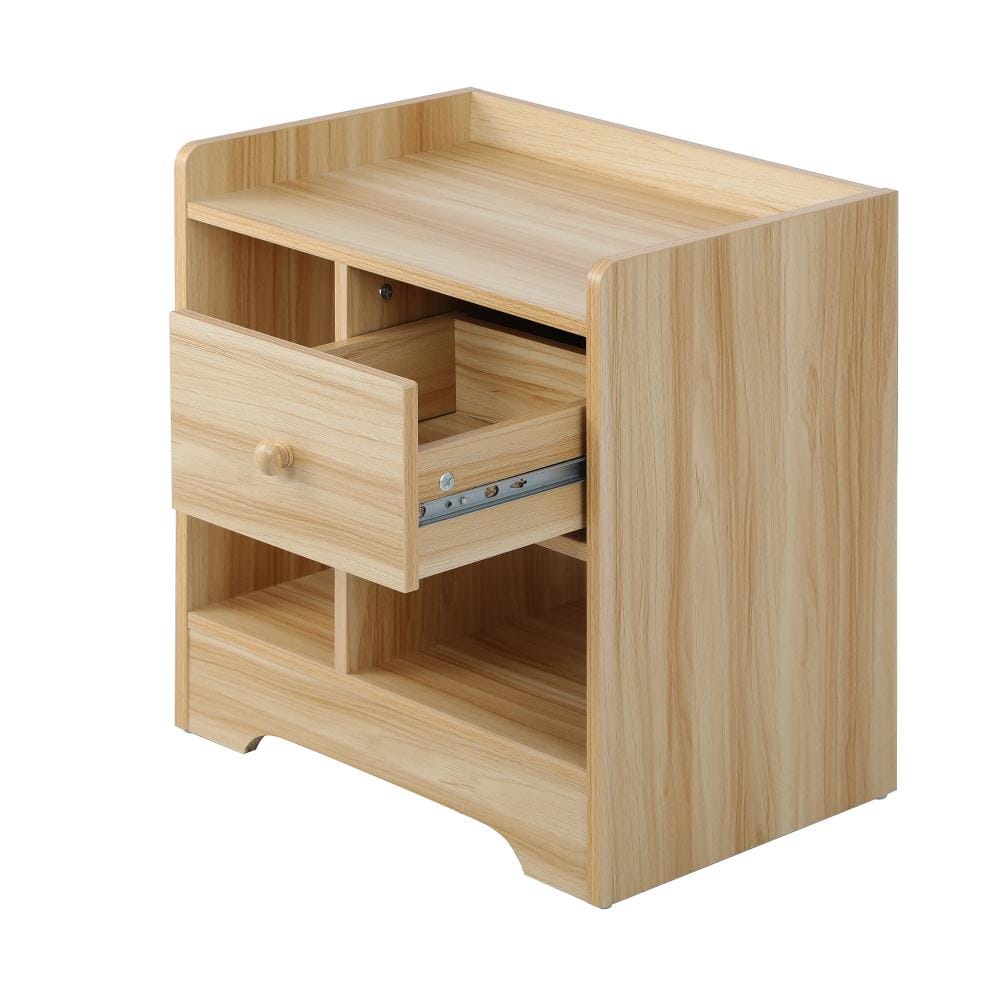 Oikiture Bedside Table Bedside Table with Drawer and Storage Space Side Table Nightstand Home Bedroom Furniture Wooden
