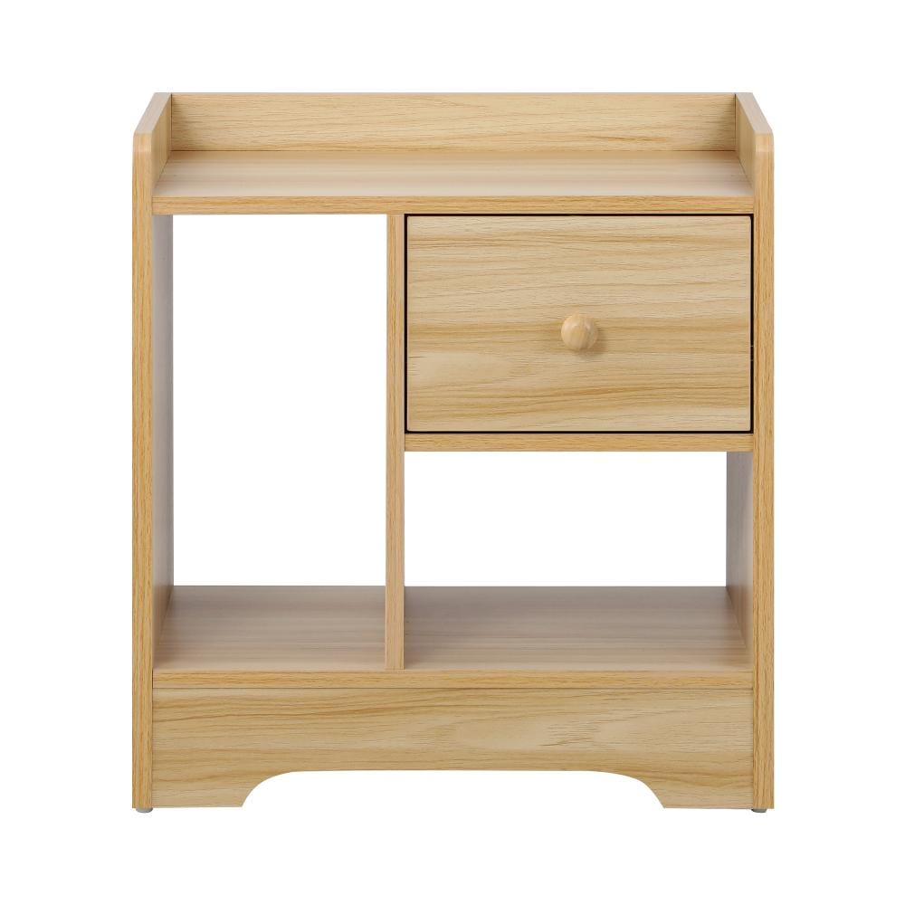 Oikiture Bedside Table Bedside Table with Drawer and Storage Space Side Table Nightstand Home Bedroom Furniture Wooden