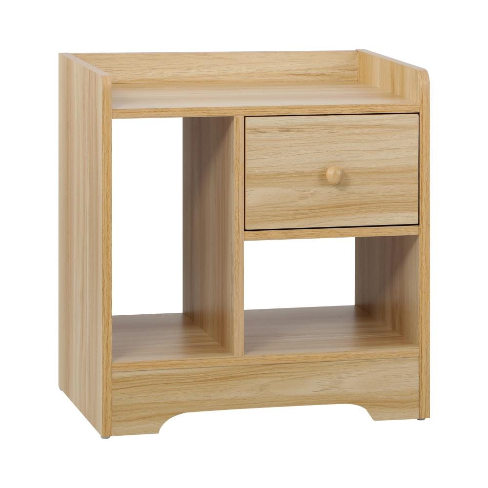 Oikiture Bedside Table Bedside Table with Drawer and Storage Space Side Table Nightstand Home Bedroom Furniture Wooden