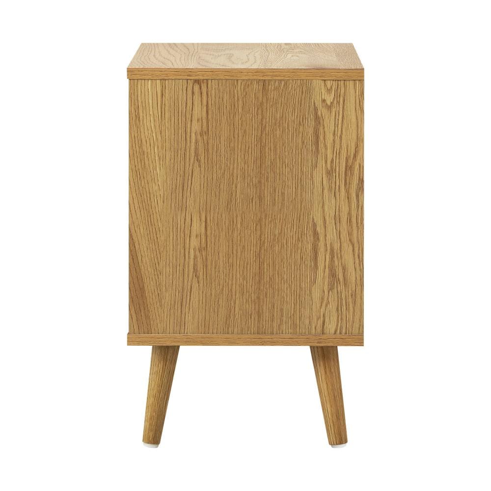 Oikiture Bedside Table Bedside Tables 2 Drawers Side Table Nightstand Storage Cabinet Wood