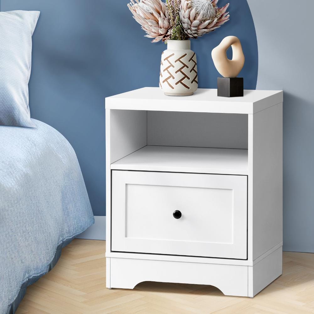 Oikiture Bedside Table Bedside Tables Drawers Bedroom Hamptons Furniture Storage Cabinet