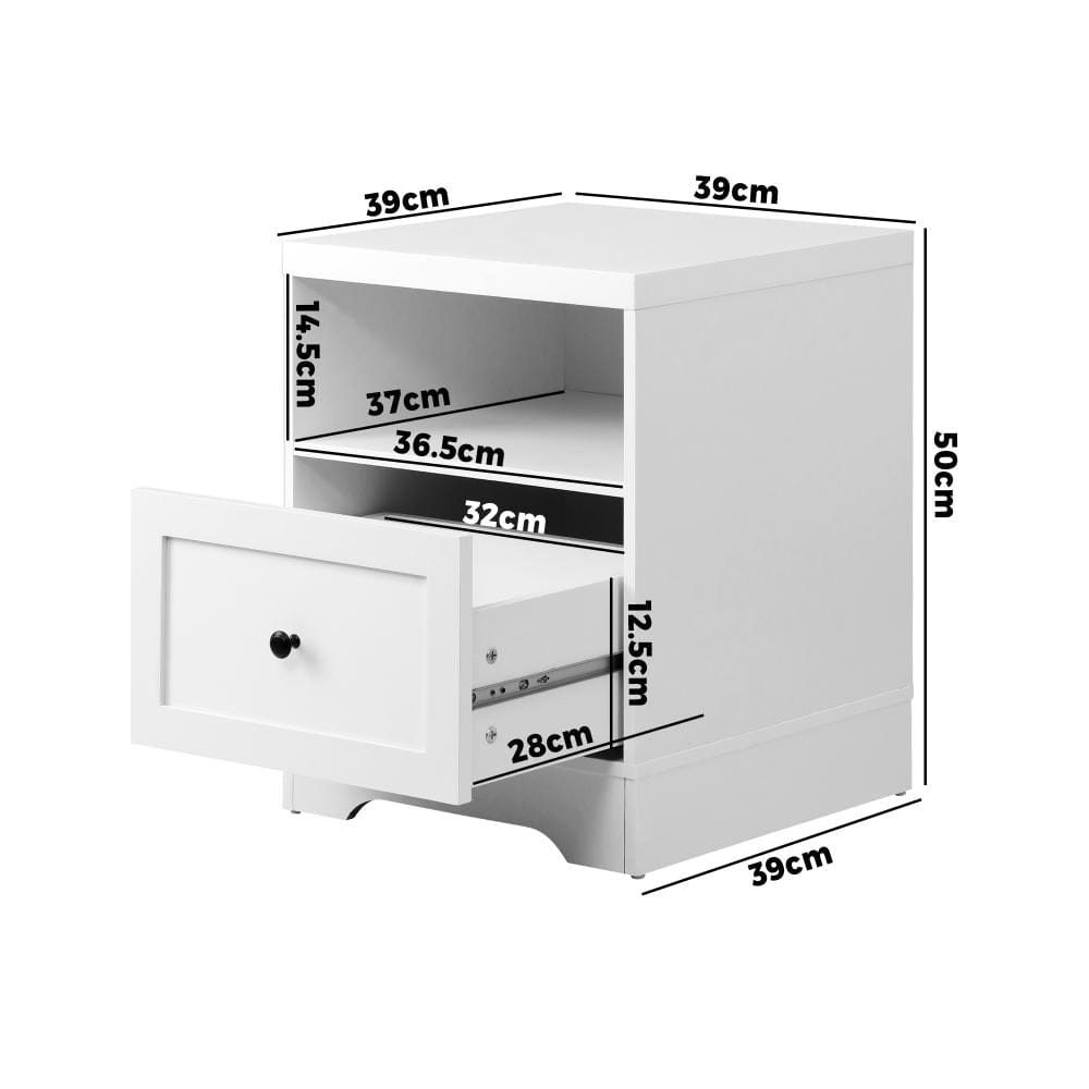 Oikiture Bedside Table Bedside Tables Drawers Bedroom Hamptons Furniture Storage Cabinet
