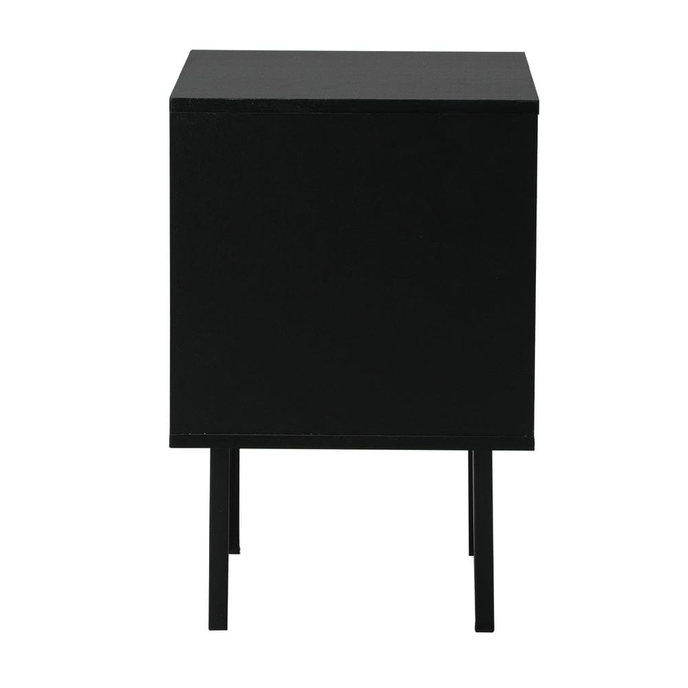 Oikiture Bedside Table Bedside Tables Storage Cabinet Wood Black