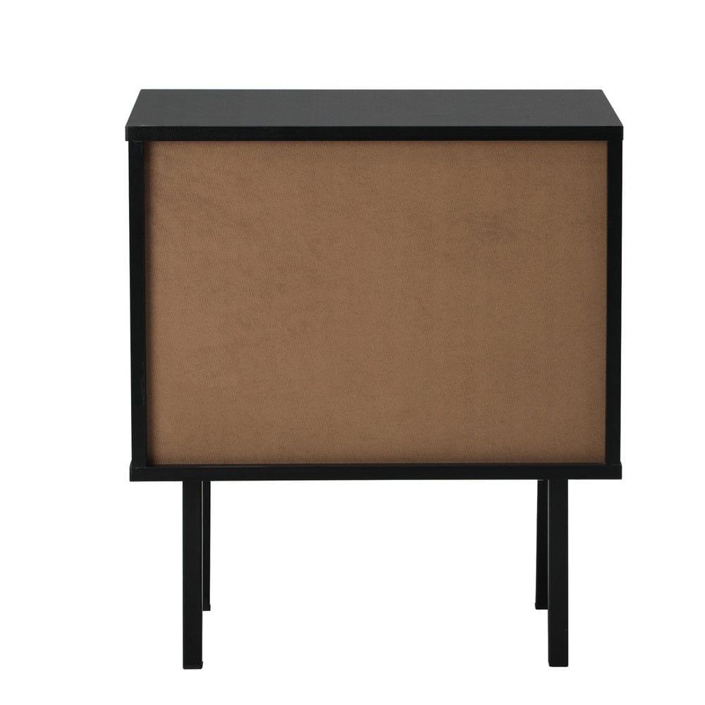 Oikiture Bedside Table Bedside Tables Storage Cabinet Wood Black