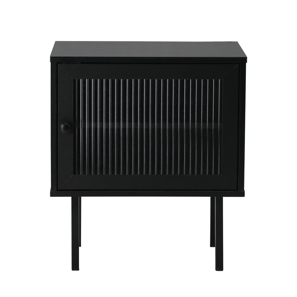 Oikiture Bedside Table Bedside Tables Storage Cabinet Wood Black