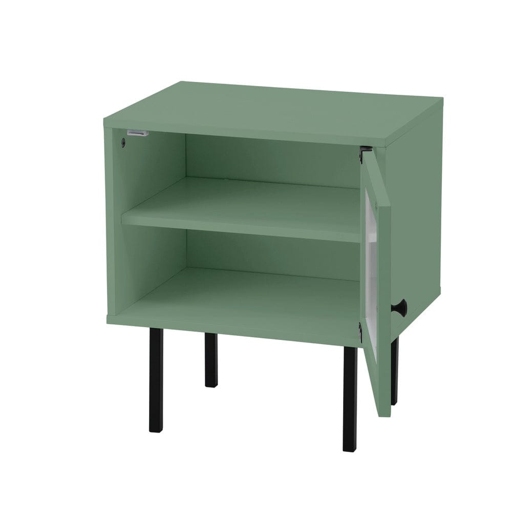 Oikiture Bedside Table Bedside Tables Storage Cabinet Wood Green