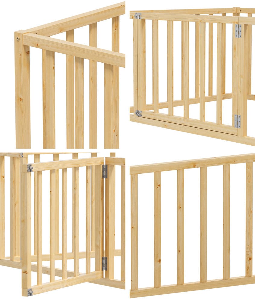 Oikiture Bedframe BEEP 2-in-1 Kids Bed Frame Single Toddler Play Guard Fence Wood