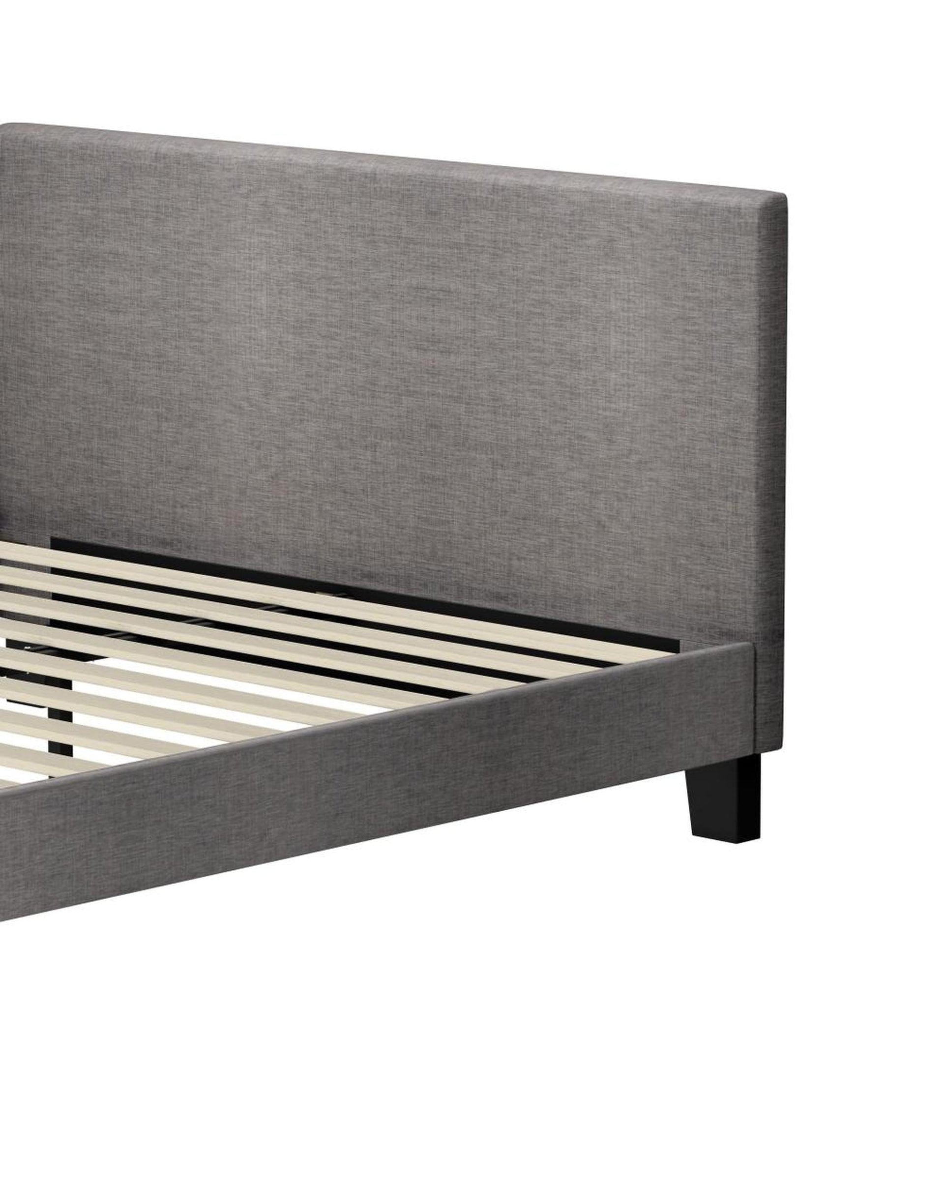 Oikiture Bedframe BETH Bed Frame King Size Mattress Base Platform Wooden Slats Grey Fabric