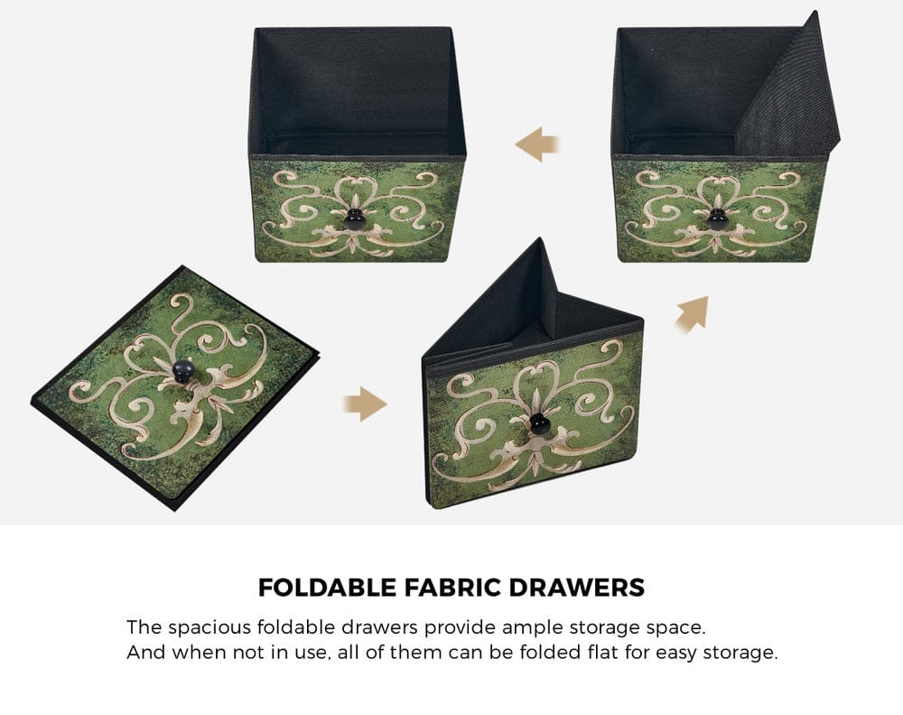 Oikiture Chest of Drawers BOHO V 9 Chest of Drawers Fabric Lowboy Retro Vintage