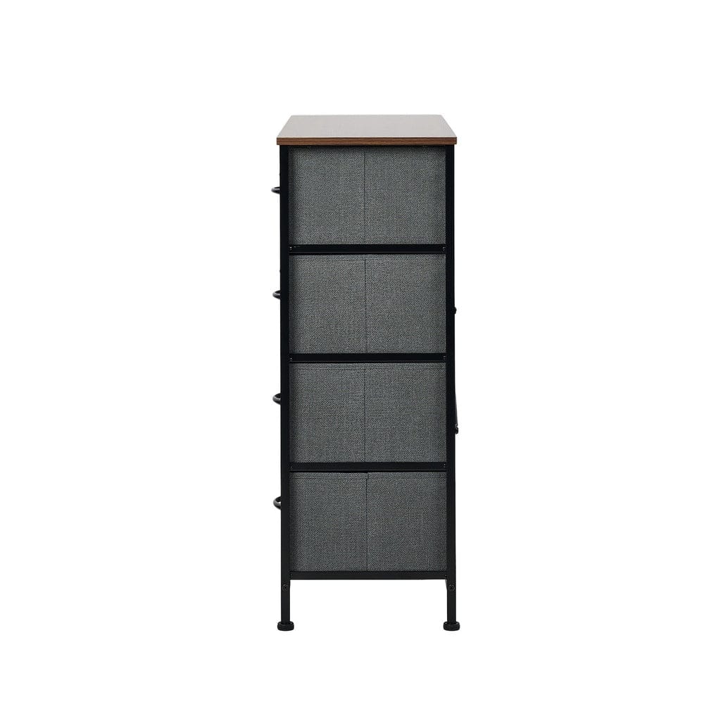 Oikiture Chest of Drawers BOS 8 Chest of Drawers Fabric Grey Wooden Tabletop
