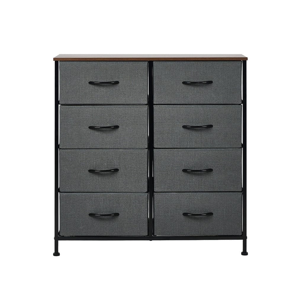 Oikiture Chest of Drawers BOS 8 Chest of Drawers Fabric Grey Wooden Tabletop
