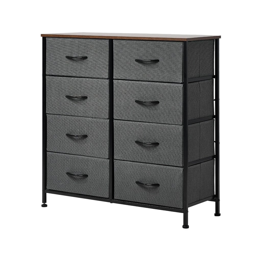Oikiture Chest of Drawers BOS 8 Chest of Drawers Fabric Grey Wooden Tabletop