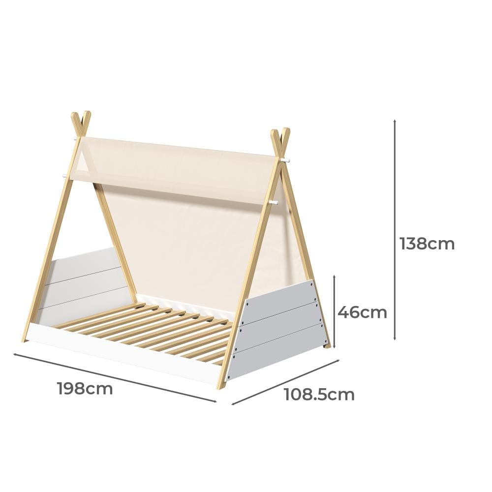 Oikiture Bedframe Brunswick Kids Bed Frame Single Size Bed Wooden Timber Mattress Platfrom