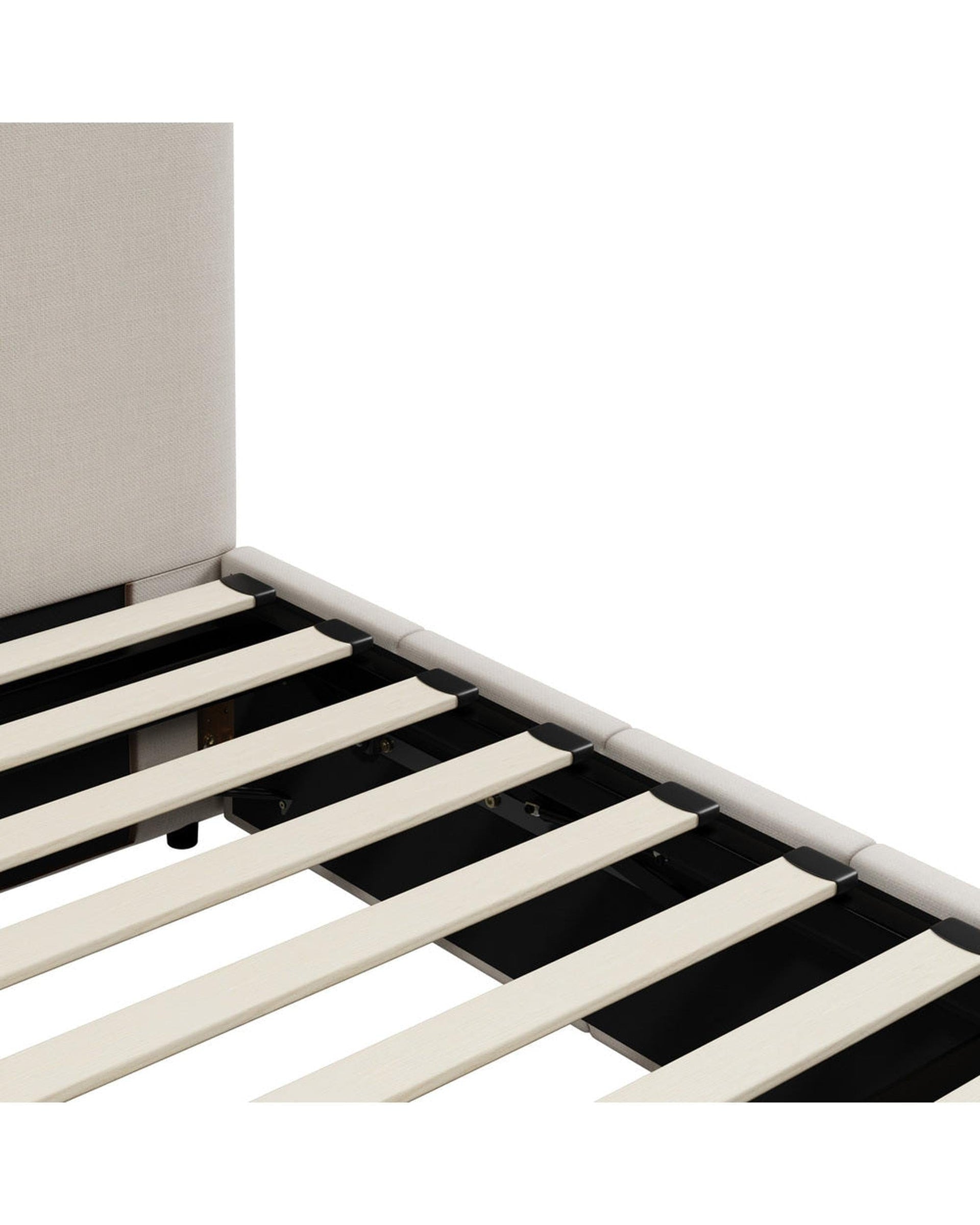 Oikiture Bedframe BYRON Bed Frame Gas Lift Storage Base - CREAM