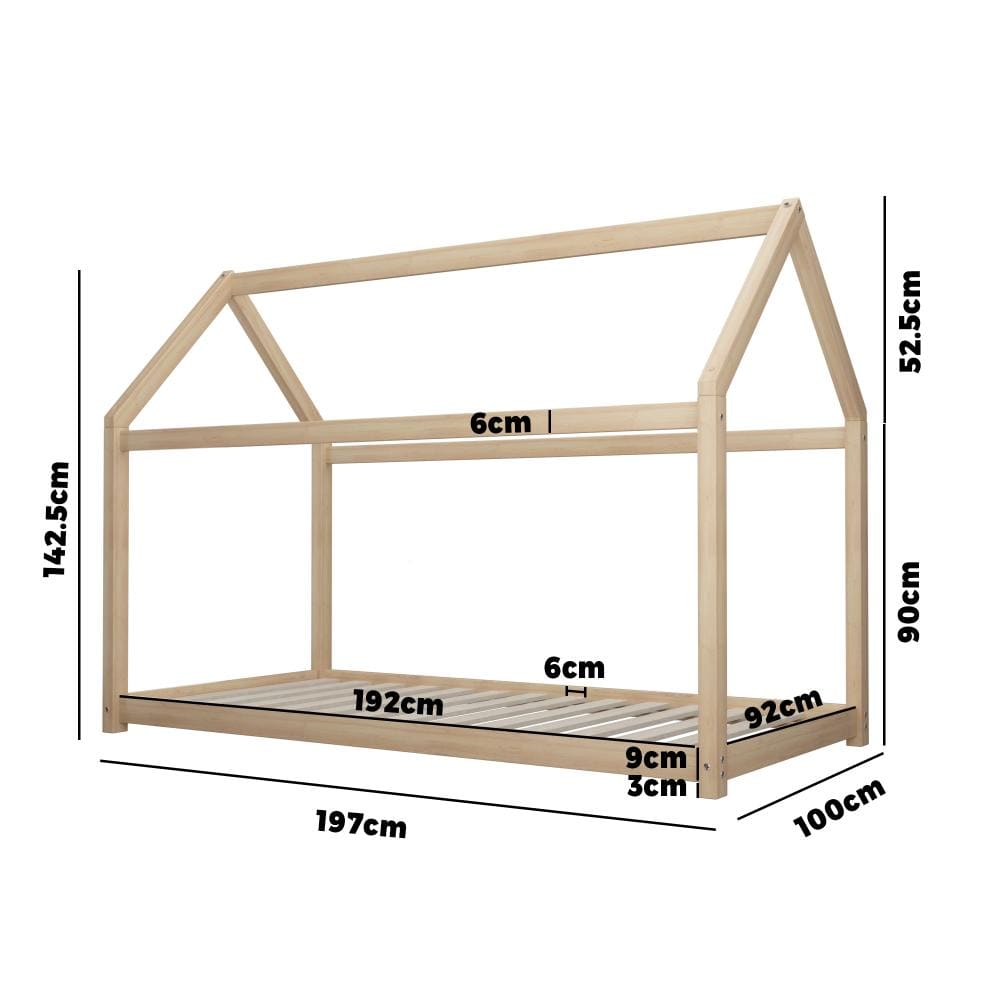 Oikiture Bedframe Byron Wooden Bed Frame Single Wood Mattress Base Pine Timber Platform