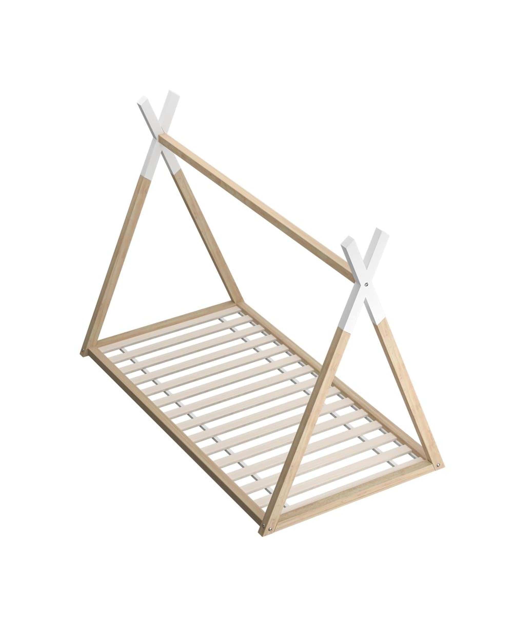 Oikiture Bedframe Cabos Wooden Bed Frame Single Timber Teepee House Mattress Base Platform