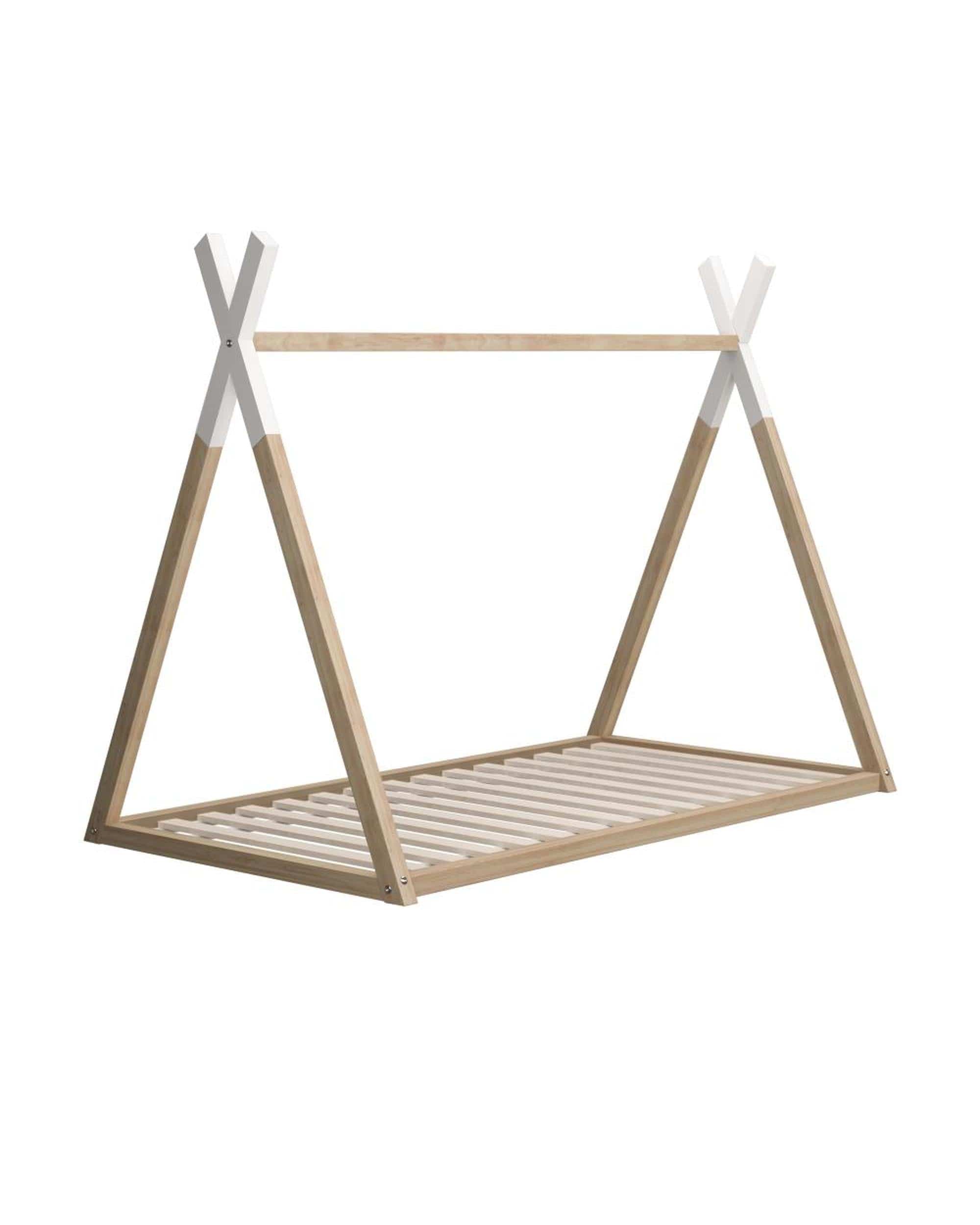 Oikiture Bedframe Cabos Wooden Bed Frame Single Timber Teepee House Mattress Base Platform