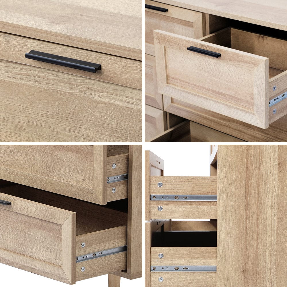Oikiture Chest of Drawers CASSETTI 7 Chest of Drawers Dresser Tallboy Natural